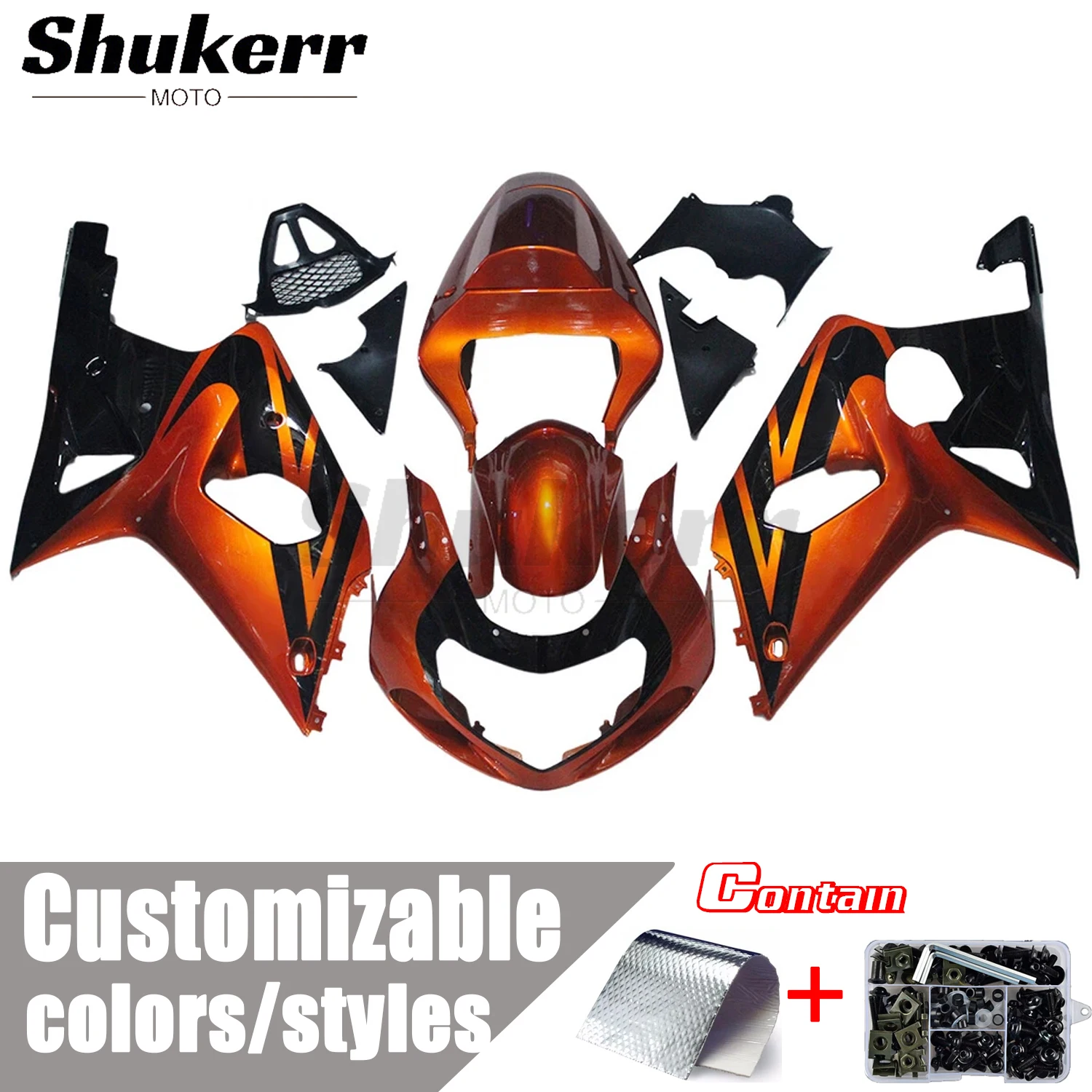 

Shukerr Moto New Abs Plastics Motorcycle Fairing Kit Fit for Suzuki Gsxr1000 2000-2002 K1 Injection Mold Bodywork Kit Orange