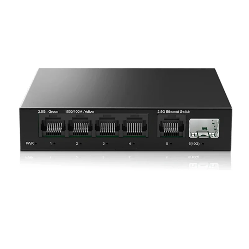 -FDDT 2.5G Switch 5 portas 2500Mbps Switch de rede com 10G SFP + Auto MDI/MDIX Plug And Play Switch Ethernet não gerenciado PLUGUE
