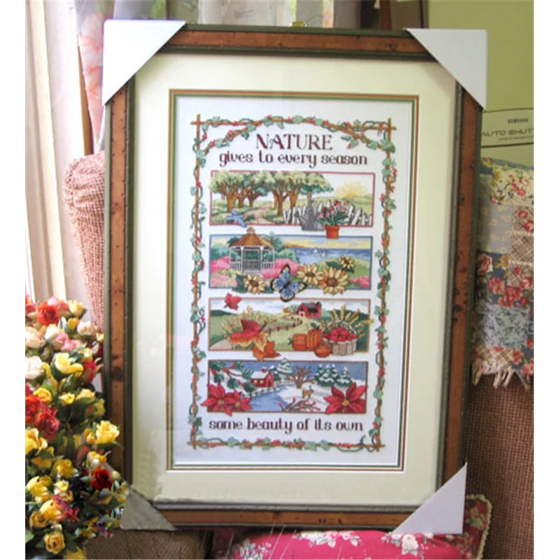 SJ014 Stich Cross Stitch Kits Craft Packages Cotton Seasons Painting Counted New Designs Needlework Embroidery Cross-Stitching
