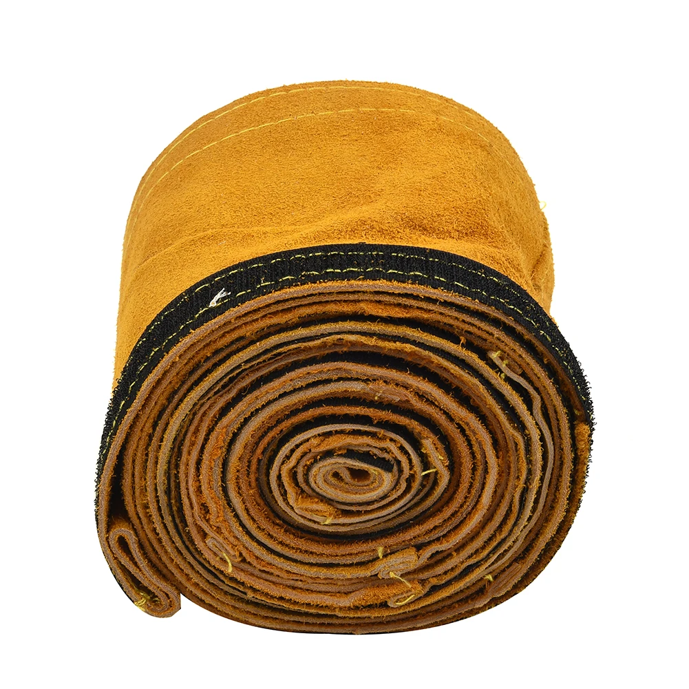 Leather TIG Welding Cable Cover Heavy Duty Stitched Sleeve for Mig Plasma Torch Hose Protection and Durability in Industrial Use