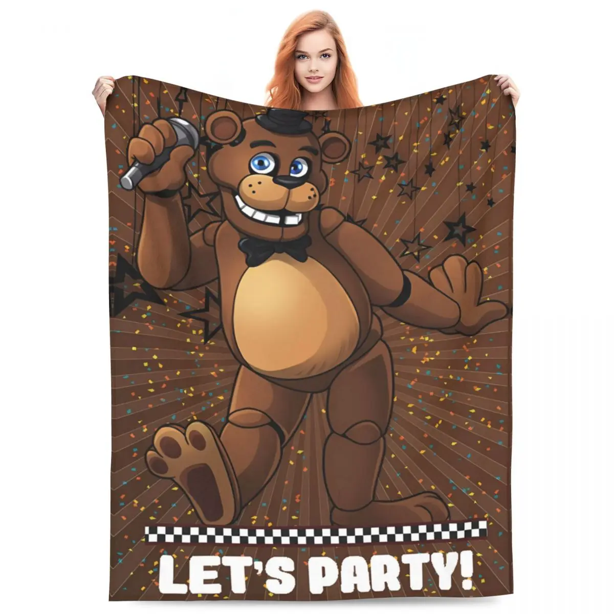 A-Five A-Nights At A-Freddy Let Us Party Super Soft Blankets Camping Plush Throw Blanket Fluffy Flannel Bedspread Sofa Bed Cover