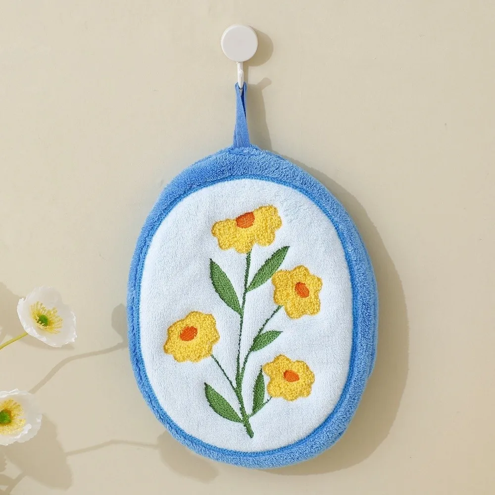 Elegant Tulip Hand Towel Flower Coral Velvet Absorbent Dishcloth Absorbent Cartoon Kitchen Cleaning Towel Household