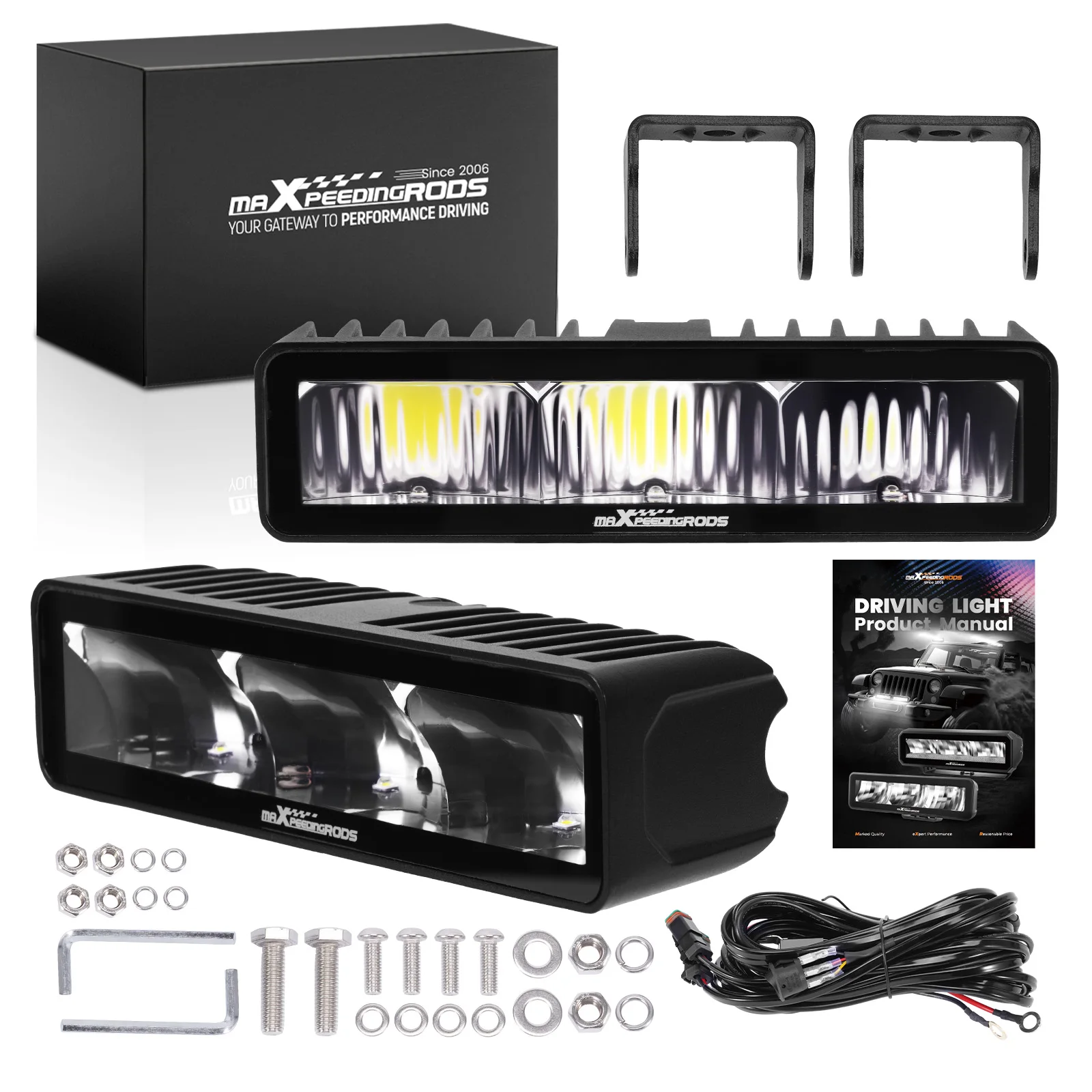 LED Driving Auxiliary Light Bar 60W 6inch Spot for Truck SUV 6000LM IP67