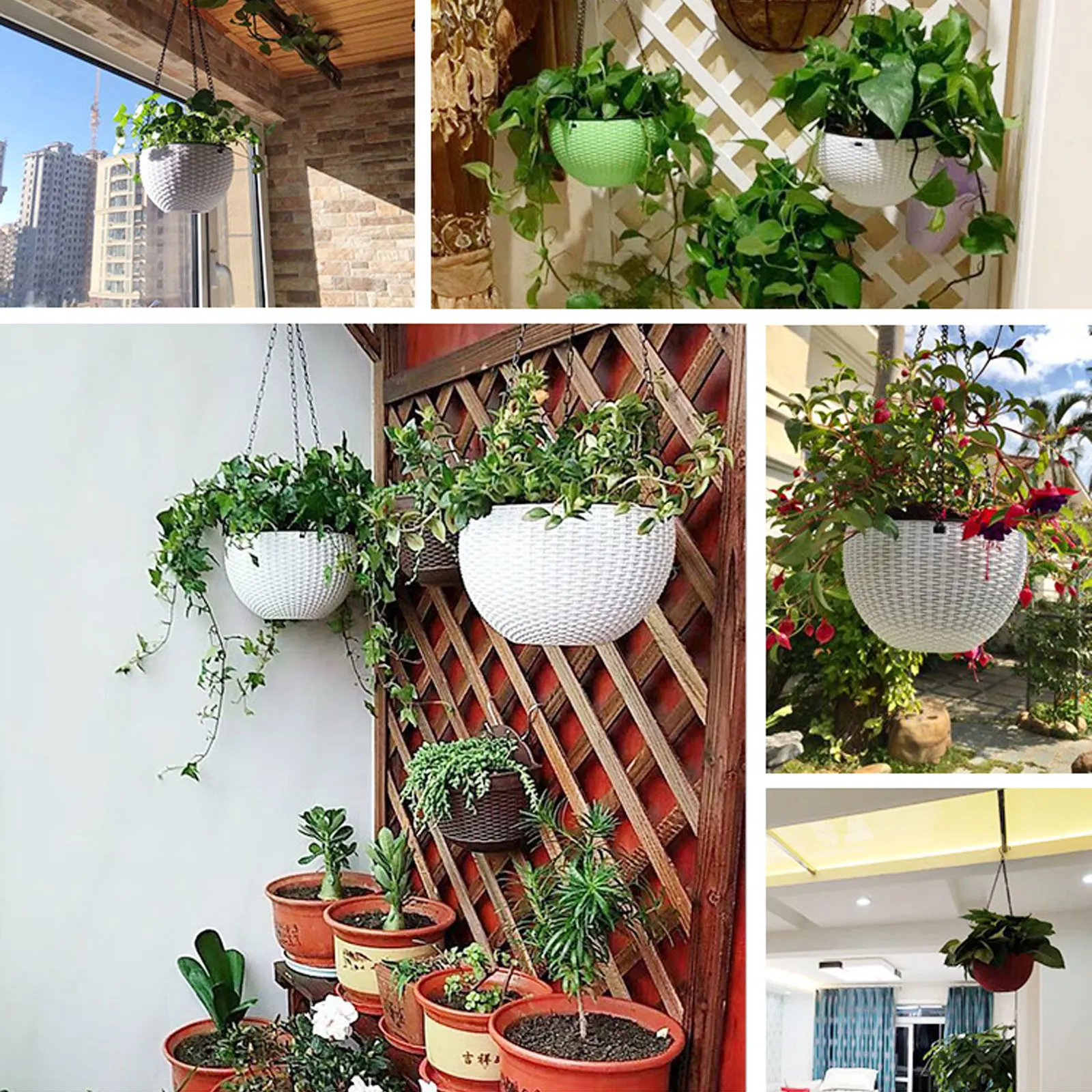 Flower Hanger Waterproof Outdoor Garden Hanging Plant Pot Imitation Honeycomb Portable Hanging Flower Basket for Park