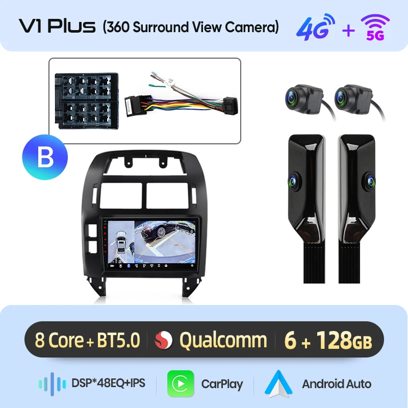 Junsun Draadloze CarPlay Android Auto Autoradio Voor VW Volkswagen Polo Mk4 2001-2011 GPS Multimedia 2 din