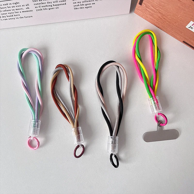 Mobile Phone Lanyard Three Color Rope Weave Phone Strap Anti-lost Rope Wristband Strap Chain Hanging Cord Durable For Men Women