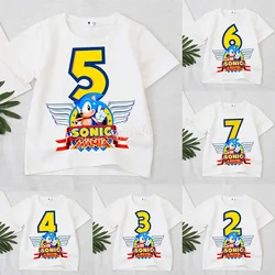 Sonics T-Shirt Kinderkleidung The Hedgehog Kinder Top Rundhals T-Shirt Cartoon Figur Digital 1-10 Modebekleidung Accessoires