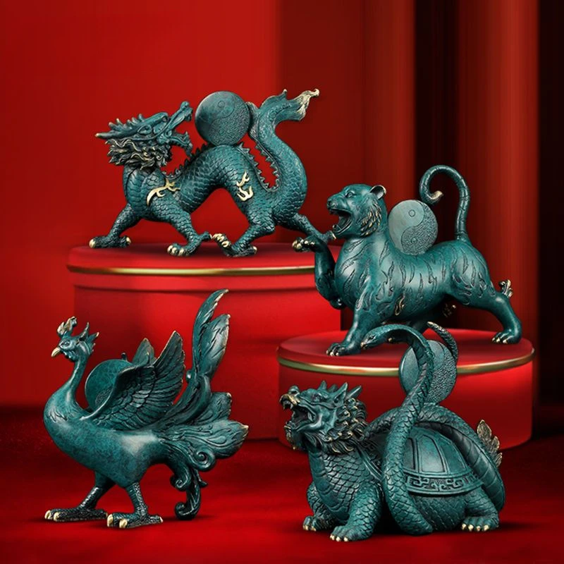 Four gods animal adornment fortune Green dragon White tiger Zhu Finch Basaltic eight diagrams dragon turtle feng shui adornment