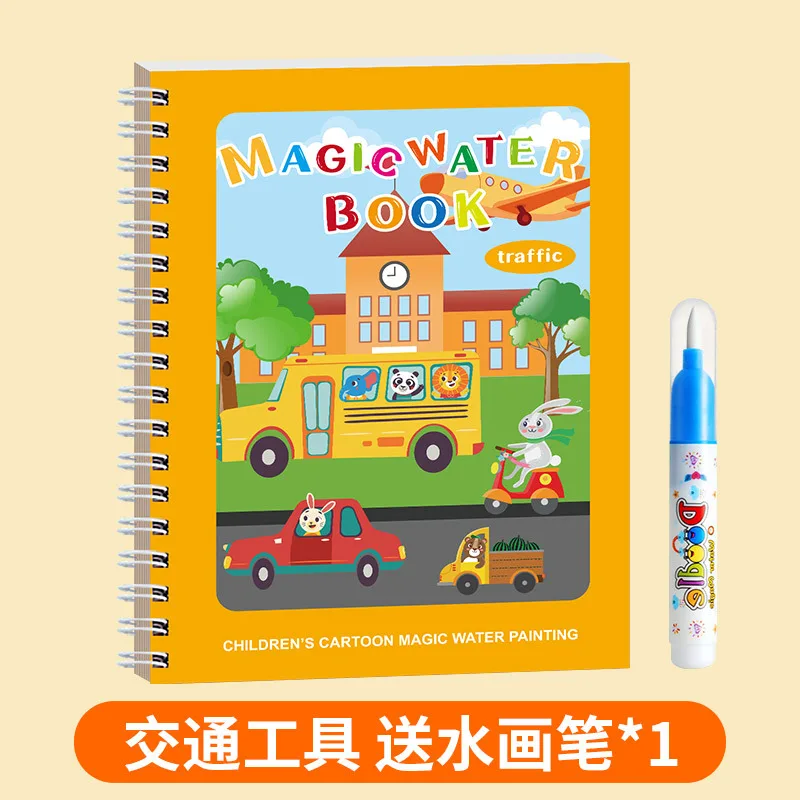 Wasserzeichnungsbuch für Kinder – wasseraktiviertes Malbuch (Englisch), pädagogisches, sicheres Spielzeug für Babys, wiederverwendbare Lernbildung