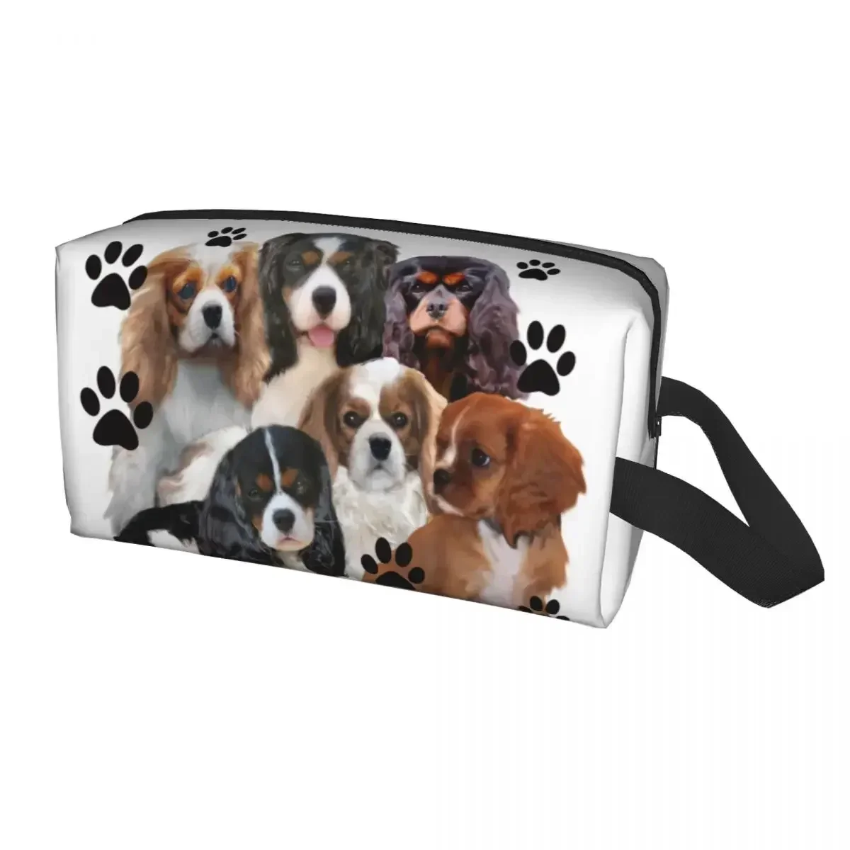 Cavalier King Charles Spaniel Family Group Toiletry Bag Women Dog Cosmetic Makeup Organizer Ladies Beauty Storage Dopp Kit Case