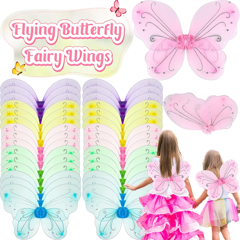 6-36 Pcs Fairy Wings Bluk Butterfly Wings Costume for Birthday Wedding Decoration Dress up Butterfly Favors Role Play Supplies