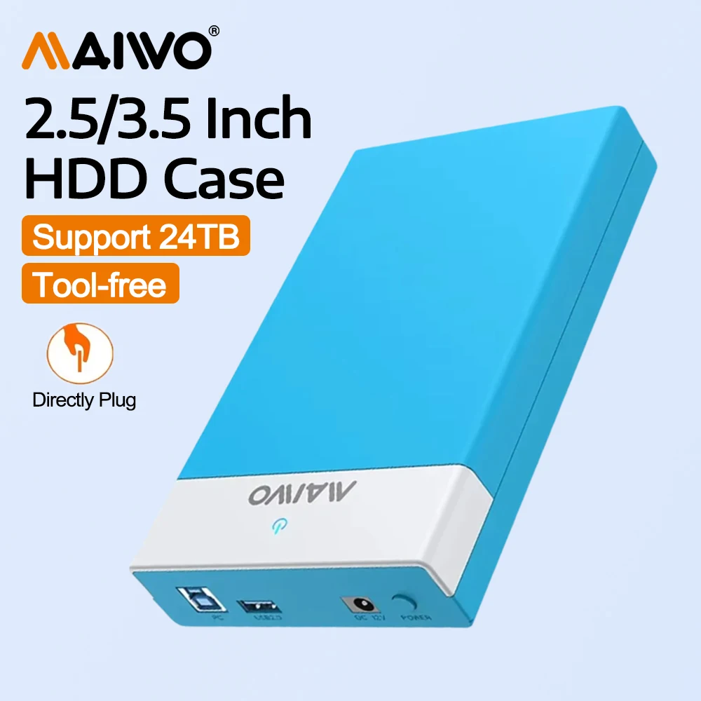 

Внешний корпус для жестких дисков MAIWO 3.5 дюйма, USB 3.0 - SATA, для дисков 3.5 и 2.5 дюйма, поддержка до 24 ТБ, адаптер для ПК