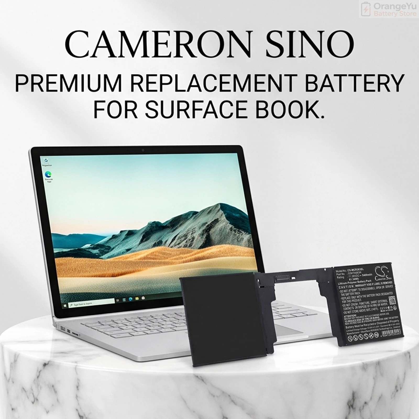Replacement 11.36V 5400mAh Laptop Battery for Microsoft Surface Book 3 15 inch G3HTA063H