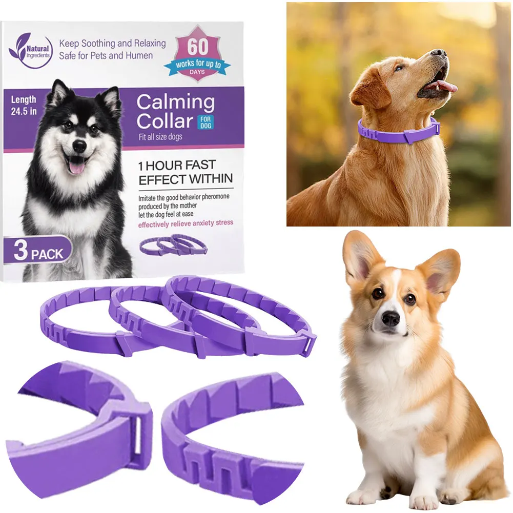 3/4 Pack Pheromone Collar Stress and Anxiety Relief Appeasing Calming Collar Natural Calm Relax Soothing Collars for Dogs/Cats