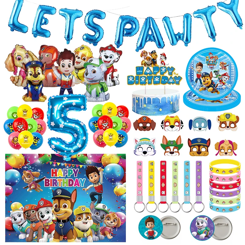 PAW Patrol Birthday Party Decorations For Kid Toy Aluminum Foil Latex Balloons Disposable Tableware Backdrop Baby Shower Supplie