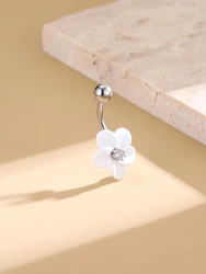 KUNIU1PC Simple Fashion Floral Shape With Zirconium Stainless Steel Belly Button Lady'S Body Piercing Body Jewelry Belly Jewelry