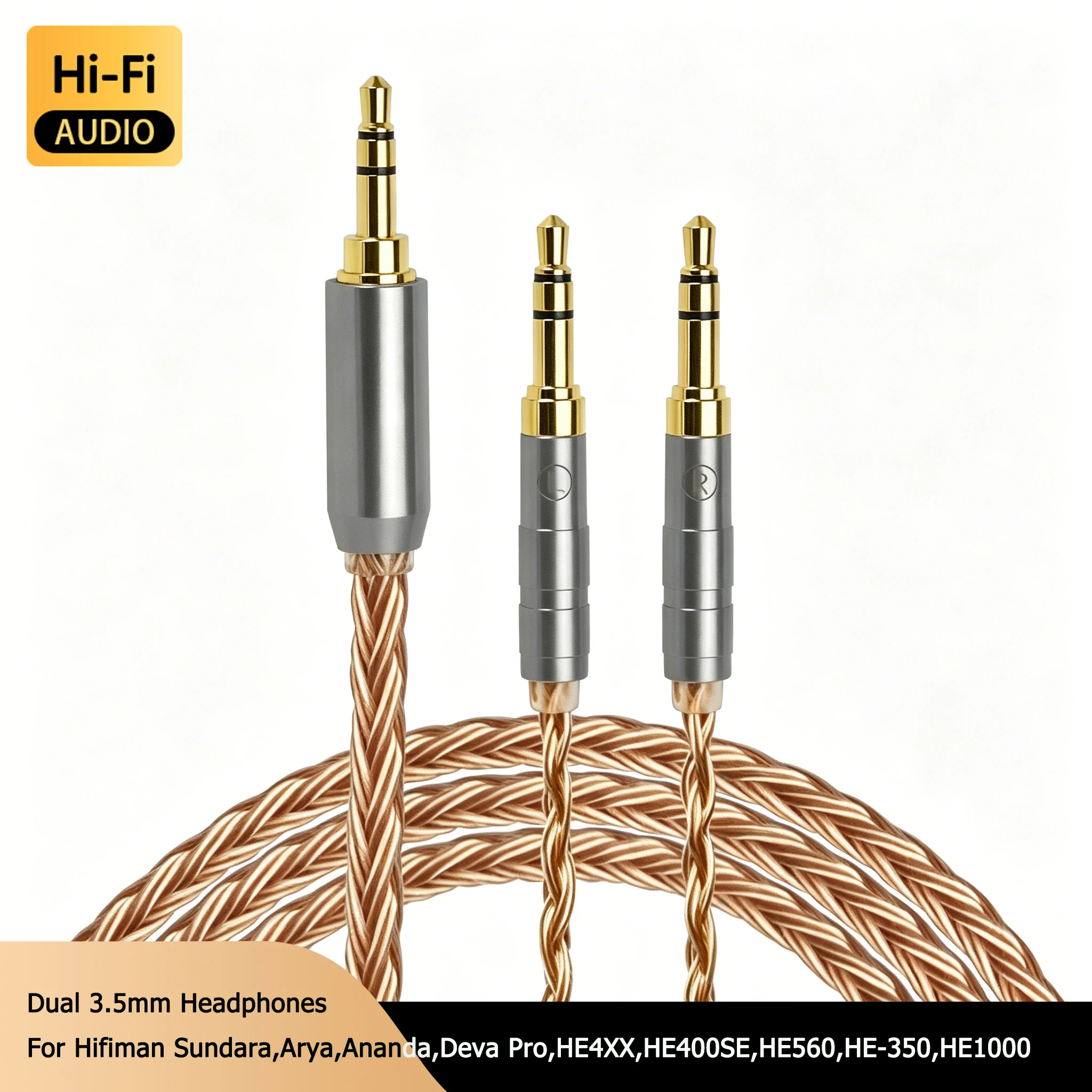 HiFi 16 cores 7N OCC Copper Headphone Cable for Hifiman Sundara,Arya,Ananda,Deva Pro,HE4XX,HE400SE,HE560,HE-350,HE1000se,HE400i