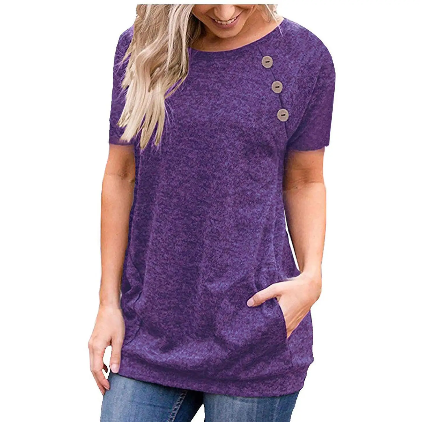 T-shirt casual da donna in poliestere con ket ort Sves, vestibilità ampia, collezione primaverile Faion da donna