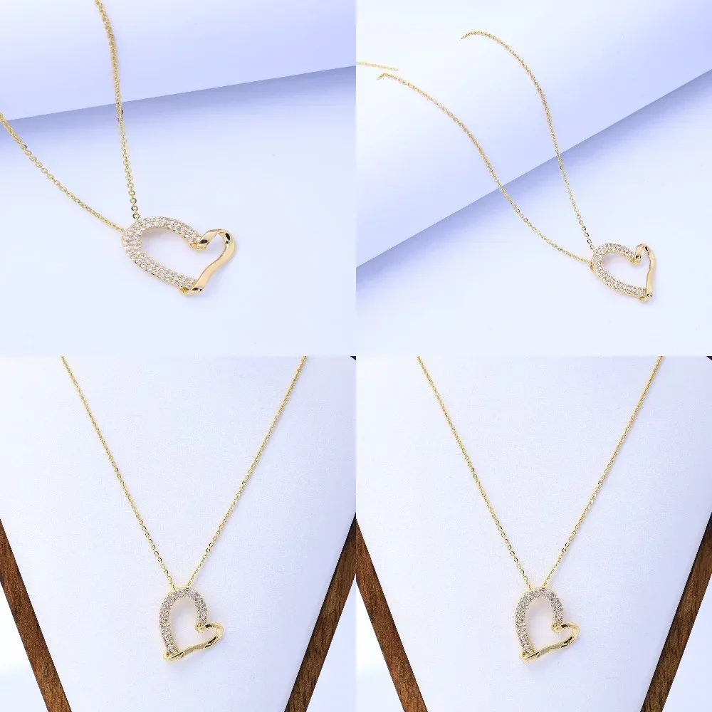 Colar de amor zircão, luxo leve, corrente de clavícula, galvanoplastia, galvanoplastia, preservação de cor, simples, estilo INS, clavi