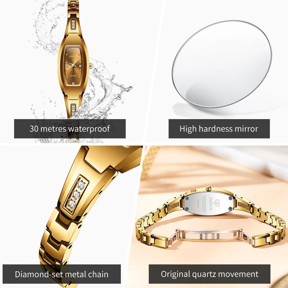 JSDUN 6530 Women's Watches Japan Quartz Movement Tungsten Steel Waterproof Ladies Wristwatch Fashion Elegant Luxury Woman Watch
