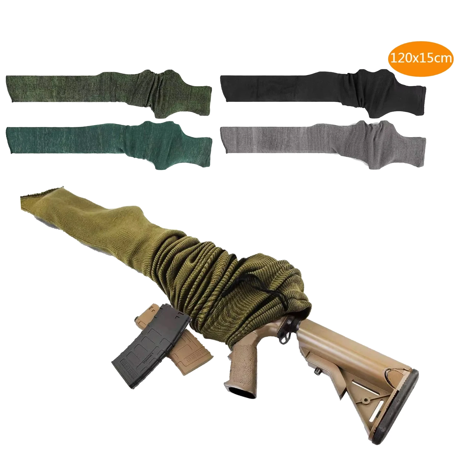 120cm Silicone Treated Flexible Gun Sock Airsoft Rifle Pistol Knit Hunting Protect Holster Dust-proof Moisture-proof Storage Bag
