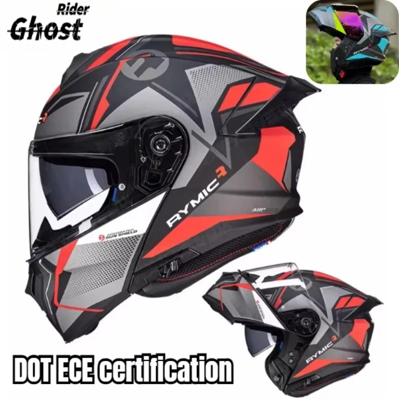 ECE DOT Approved Motocross Racing Flip Up Helmet with Dual Lens Casco Para Motos Full Helmet, Capacete Men Women Modular Helmet