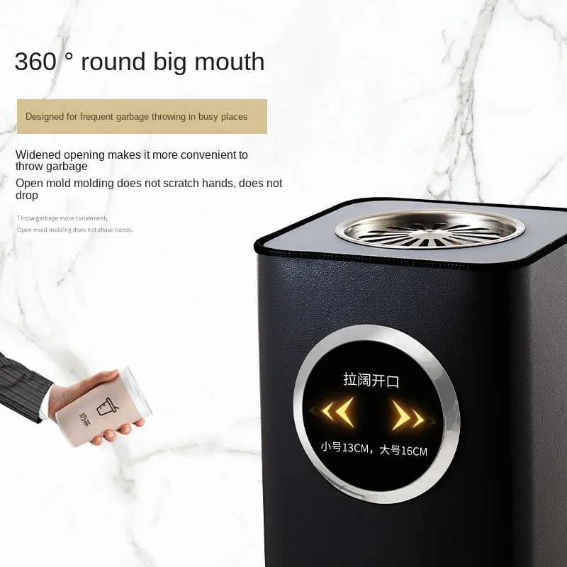 

YFY Lobby Vertical with Ashtray Stainless Steel Square Industrial Wind Floor-Type Soot Bucket
