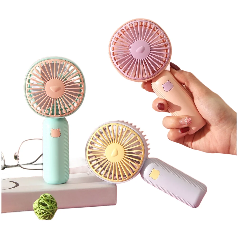 USB Rechargeable Handheld Fan 400mAh For Battery Portable For Mini Desktop Cooler Quiet Low Noise For Home Office Travel Plastic