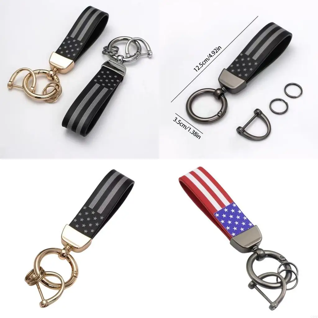 

G99F American Flag Zinc Alloy Holders Unisex Keychain Car Accessory for Auto