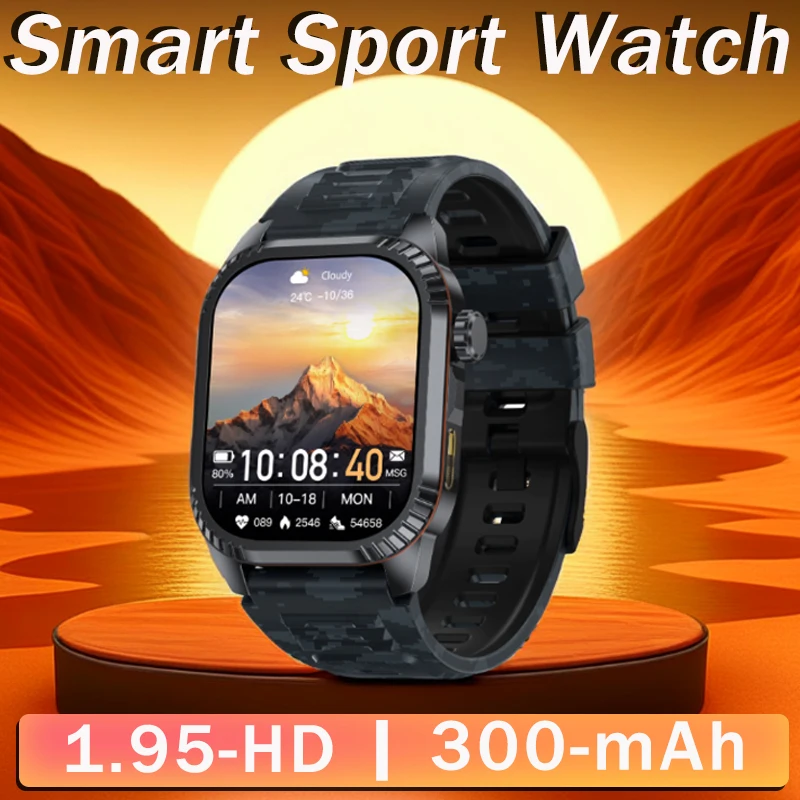 

2026 New GPS Tracking Smart Watch 1.95 Inch HD Screen LED 300mAh IP67 Waterproof Heart Rate 100+Sport Modes BT Call Smart Watch