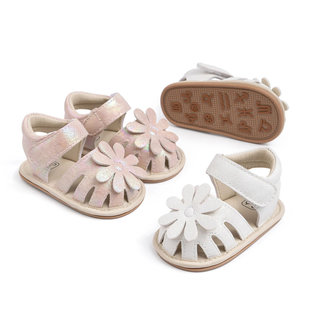 

New Fashion Newborn Baby Shoes Summer Comfortable Sandals Three-dimensional Floral Rubber Sole Soft Non-slip Toddler Shoes