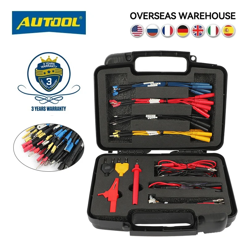 AUTOOL 48PCS Test Lead Kit Banana Plug To Test Hook Cable Replaceable Multimeter Probe Test Wire Probe Alligator Clip