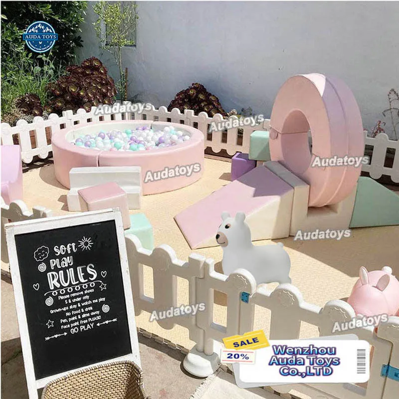 Custom Pink Green Pastel Girl Indoor Soft Play Kids Playground 1 Year Warranty For School Shopping Mall Party Rental