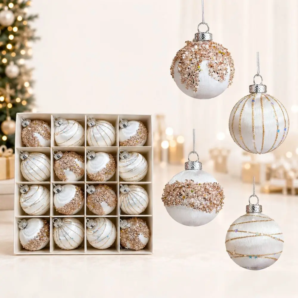 Christmas Hanging Baubles Silk Thread Decorative Ornaments Holiday Festive Tree Decor Indoor Party Event Supplies