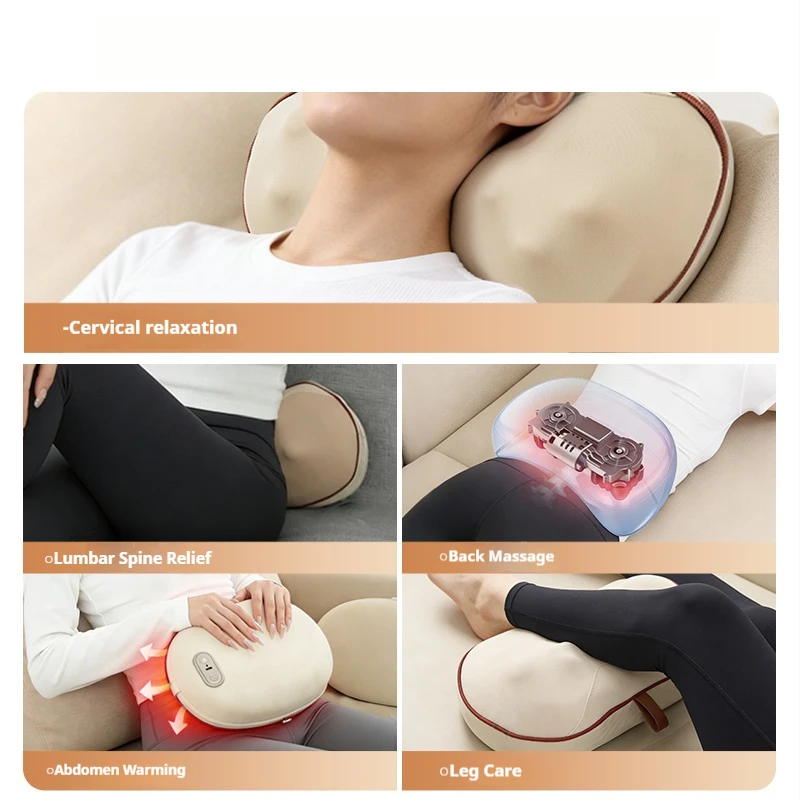Heated Electric Massage Pillow, Deep Tissue Kneading for Back Neck Shoulder Waist & Legs, for Men Women Home Use ﻿