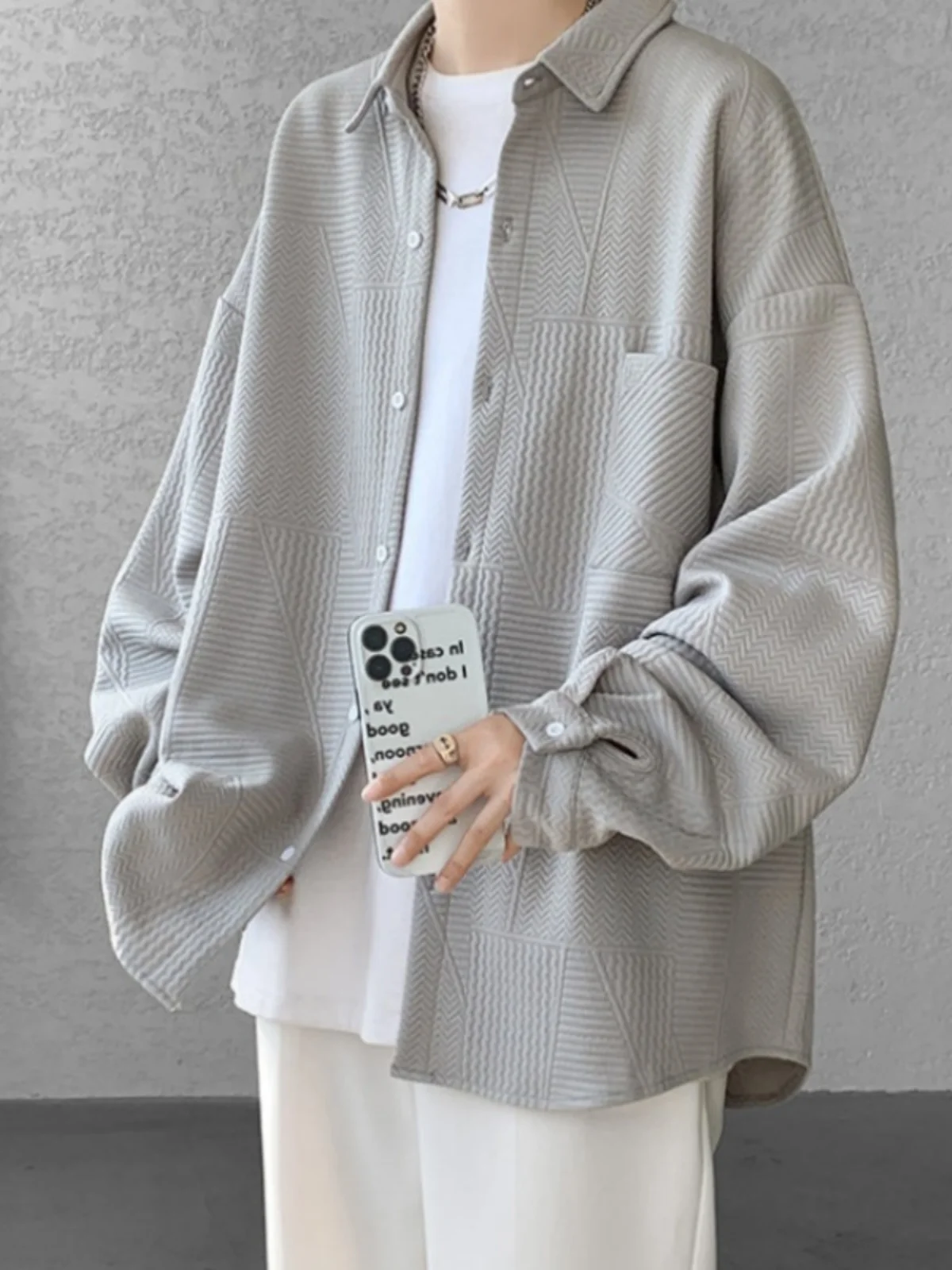 

Retro Hong Kong Style Men's Long Sleeve Shirt Loose Fit Dark Pattern Floral Print Trendy Casual Button up Shirt for Youth