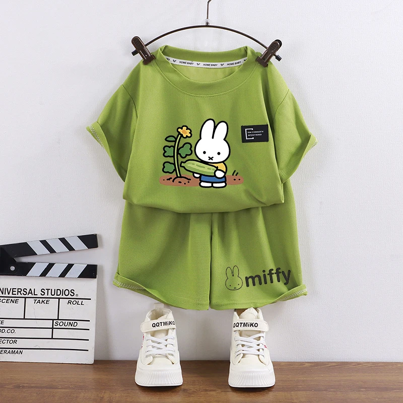 Miffys Rabbit Kids Short Sleeve Tee Casual Pants boy girl Cotton T-shirt Cute Shorts Set Funny Meme Summer Clothes gift 2026 view 3