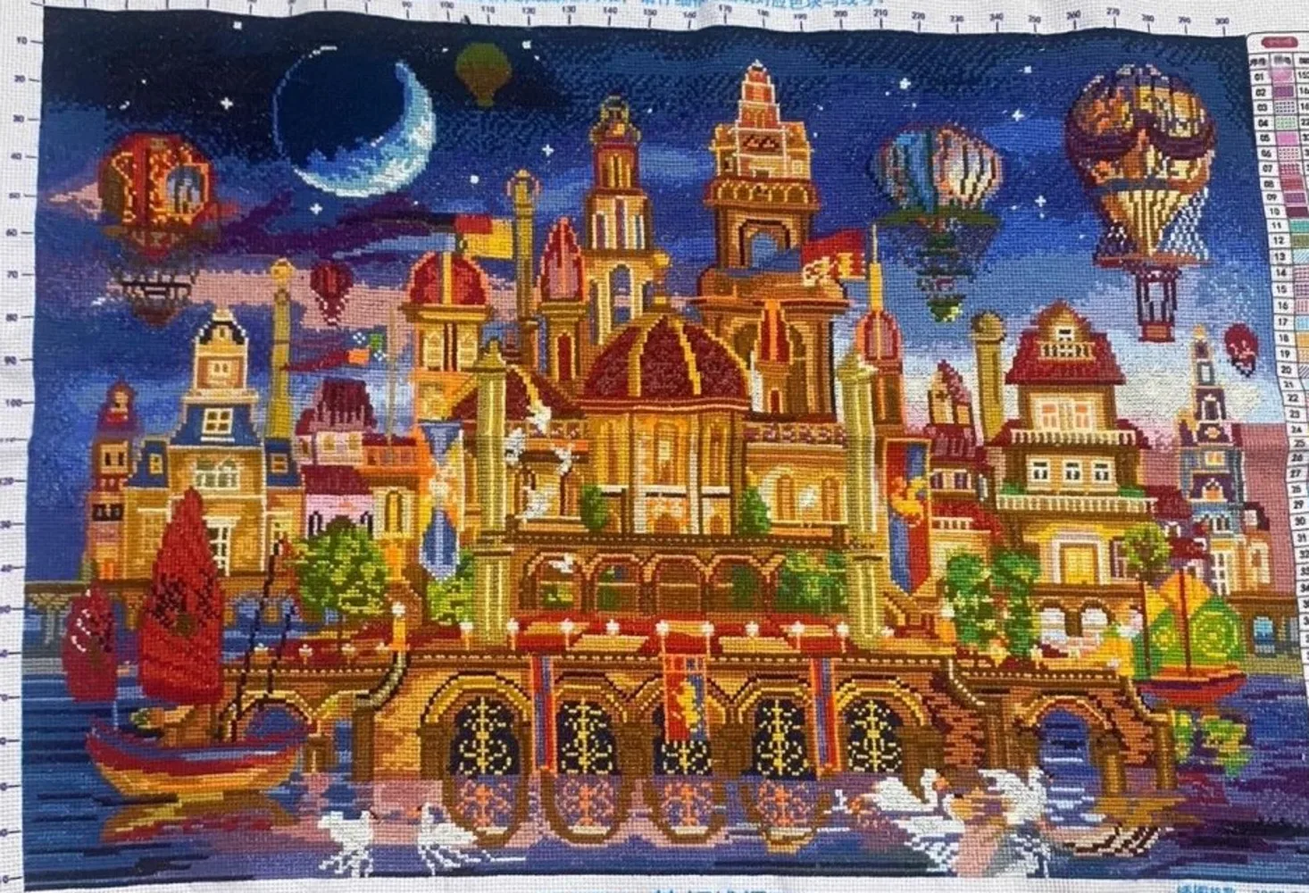 (Finished product) Pure handmade cross stitch finished product Dream Castle 55 * 75 cm