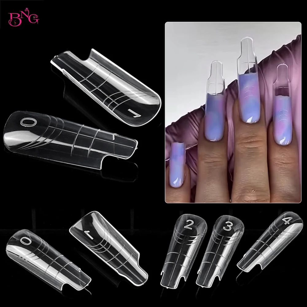 BNG 140Pcs/Box Square Nail Forms For UV Gel Quick Building Extension Mold Plastic Dual Form Top Mold False Nail Tips