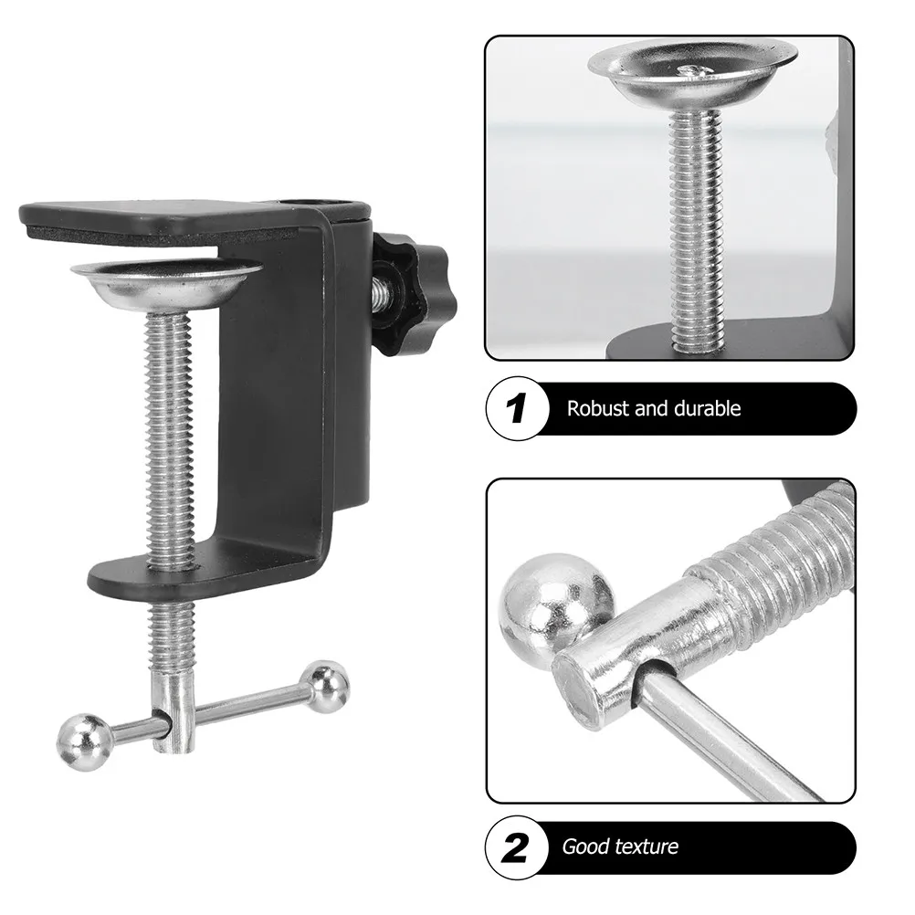

2Pcs Premium Metal Plastic L-Shape Table Mount Clamp with Silicone Padding for Microphone Desk Studio Stage Broadcasting Use