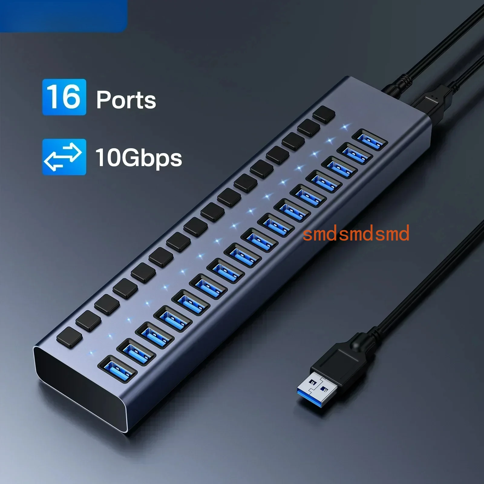 

USB 3.1 10Gbps Hub 16 Ports Splitter Data Transfer Charging Individual Switch Indicator Light For Keyboard Mouse Printer