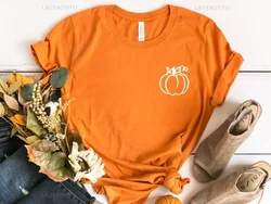 Halloween Kawaii Pumpkin Woman Autumn Orange T-shirt All Saints' Day Jack Lanterns Trick Or Treat High Quality Cotton Man Shirts