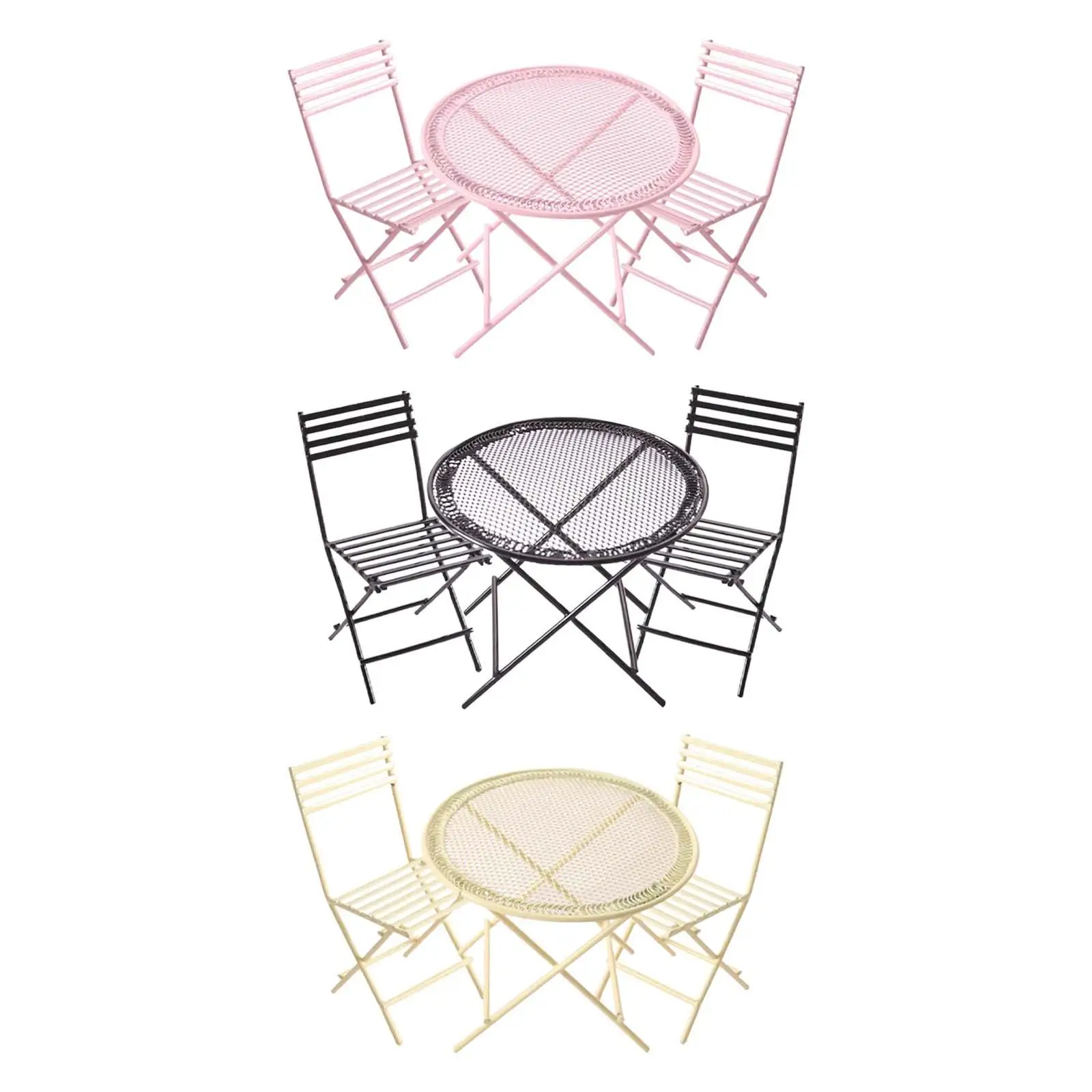 Iron Miniature Garden Patio Table and Chairs Set 1 12 Scale Dollhouse Furniture for Coffee Tea Scene Rustic Decor Ornament