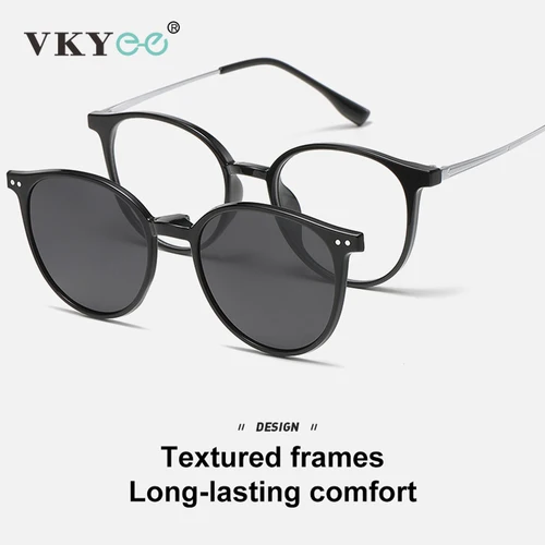 Imagen 2 del producto VICKY gafas magnéticas con Clip, gafas de conducción polarizadas con marco redondo, gafas graduadas personalizables para miopía óptica TJ2240