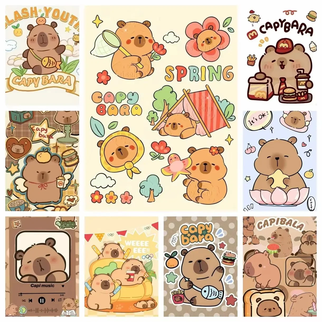 DIY Diamond Painting Kit Lovely Cartoon Yellow Capybara Mosaic Handmade Art Exquisite Gift Home Decoration