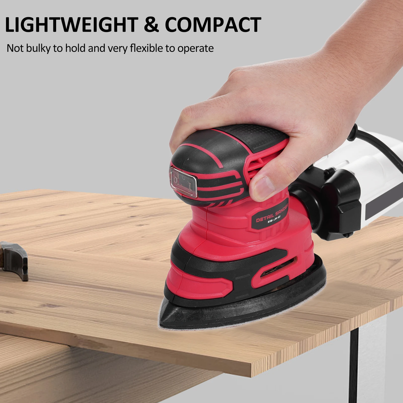 Detail Sander 13,000 OPM Compact Electric Sander with Dust Collector 220W 1.6Amp Power Sander with 20PCS Sanderpapers