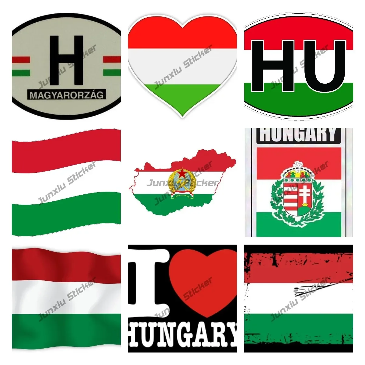 

Waving Flag Hungary Symbol World Peace Love Humor Murica Color Sticker State Decal Vinyl Cover Scratches Car Accessories KK10cm