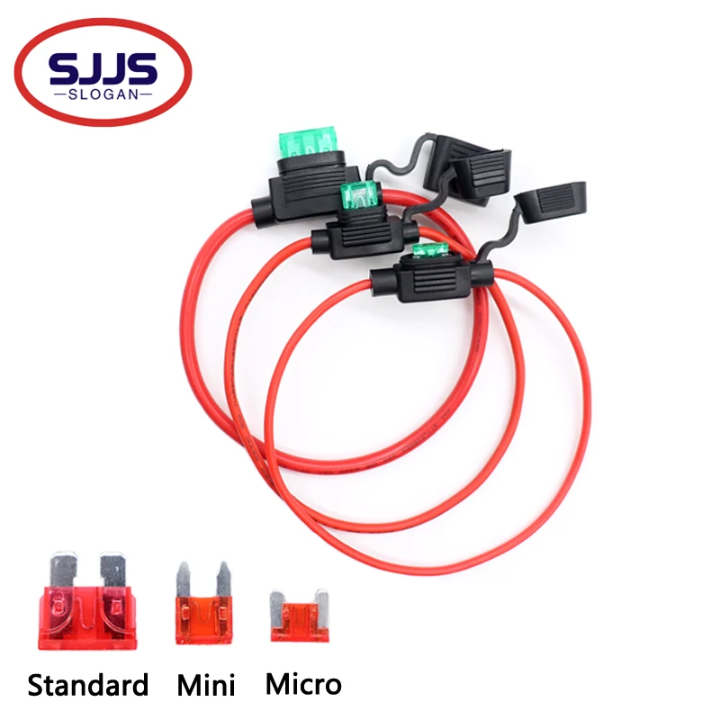 MINI/Small/Medium Car Waterproof Fuse Box Blade Type In Line Fuse Holder Power Socket 18/16/14/12/10AWG 7.5A10A20A30A40A50A