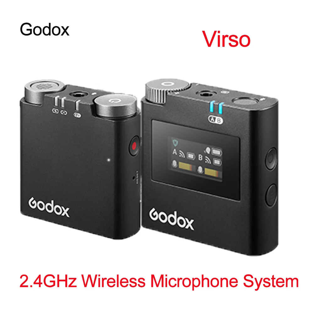 Godox Virso 2.4G UHF Compact Wireless Microphone Lavalier Lapel Mic Portable Audio Video Recording for Cameras Phone Tablets