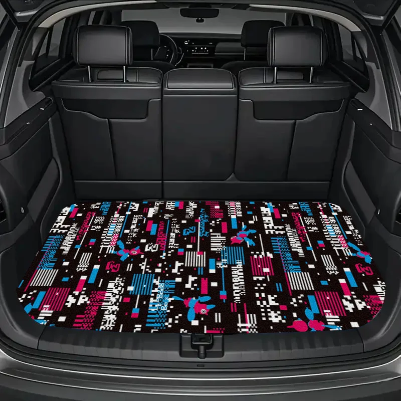 1pc Car Trunk Mat With Printed Design, An Essential Travel Accessory, Universal Fit For Various Car Models, A Must-Have Interior